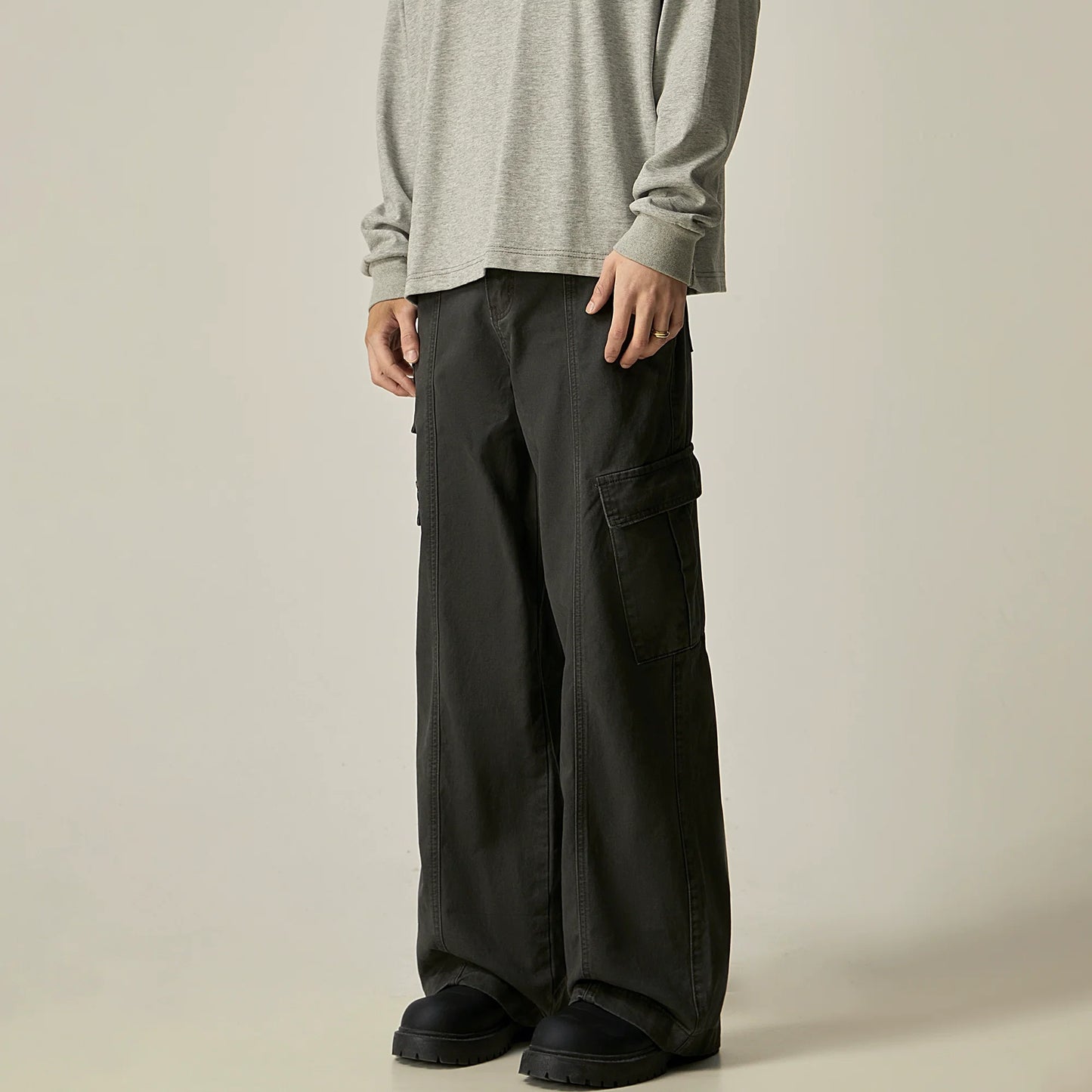 Black Wide Leg Cargo Pants