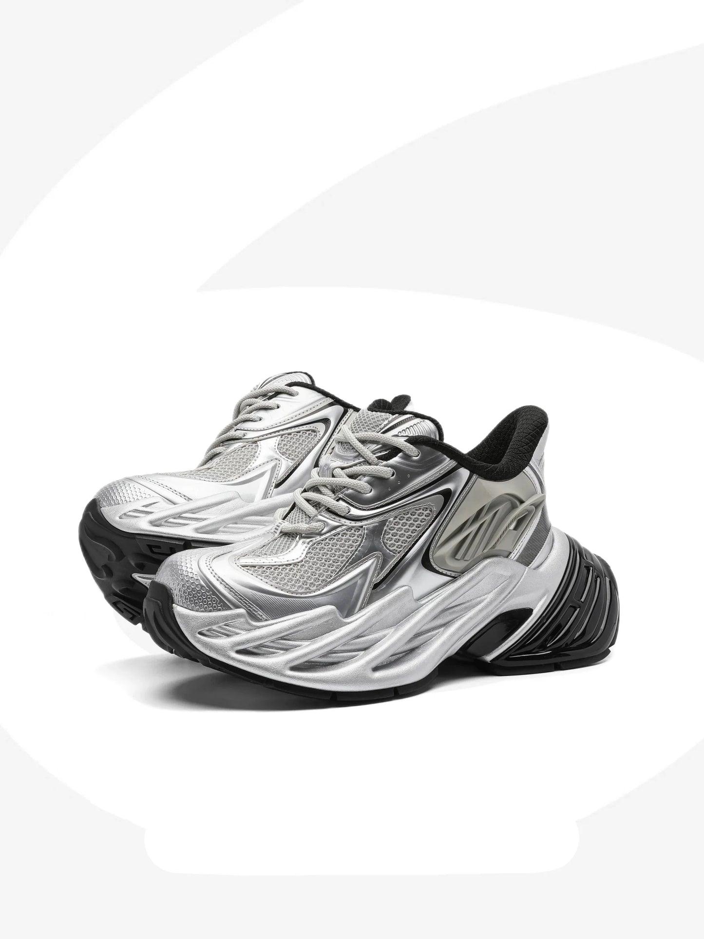 Futuristic Metallic Platform Runner Sneakers - Skipkicks