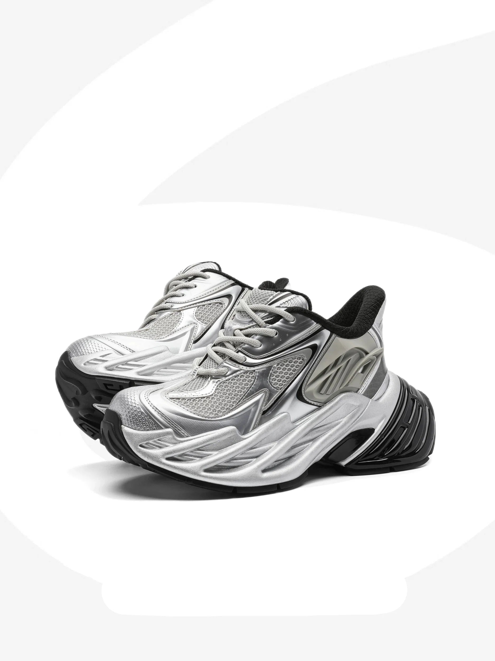 Futuristic Metallic Platform Runner Sneakers - Skipkicks