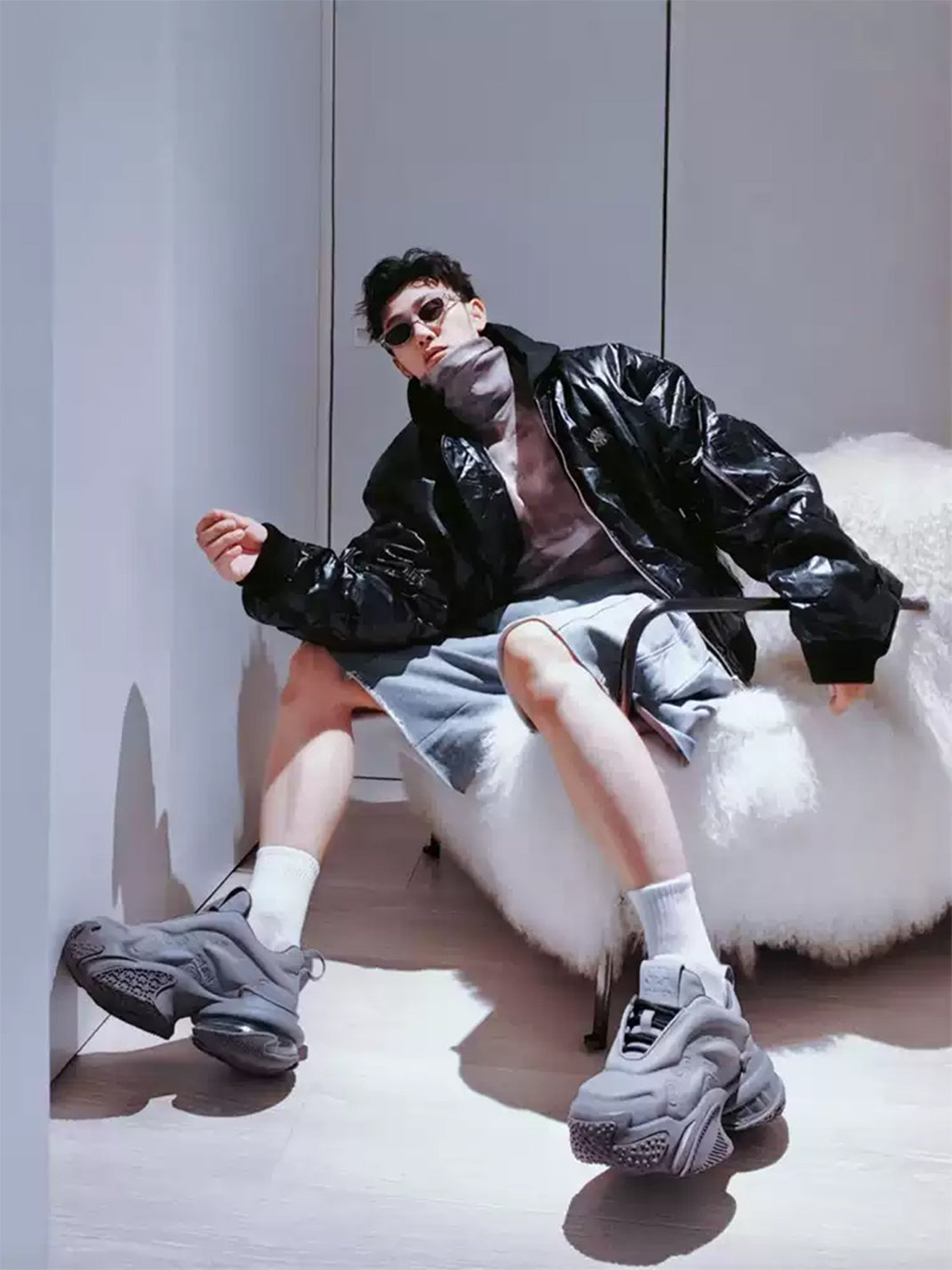White Vortex Embossed Platform Sneakers - Skipkicks