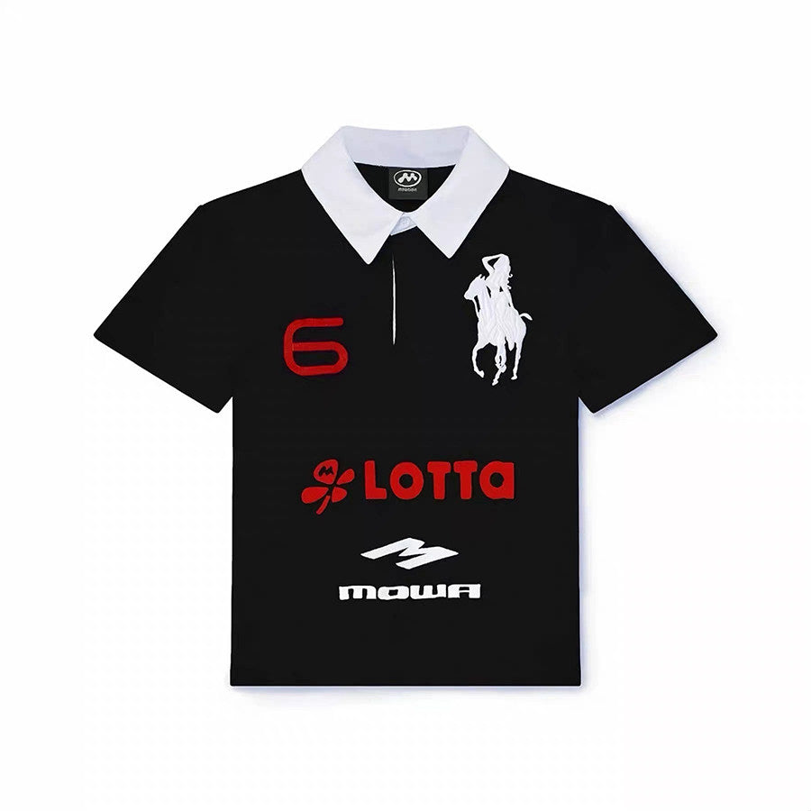 Men's Angel Horse Embroidery Short-Sleeve Polo Shirt