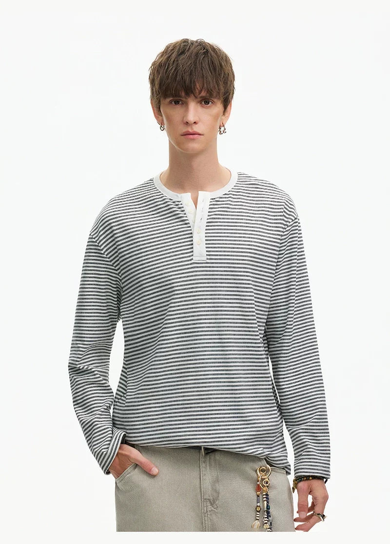 Stripe Henley Lounge Tee