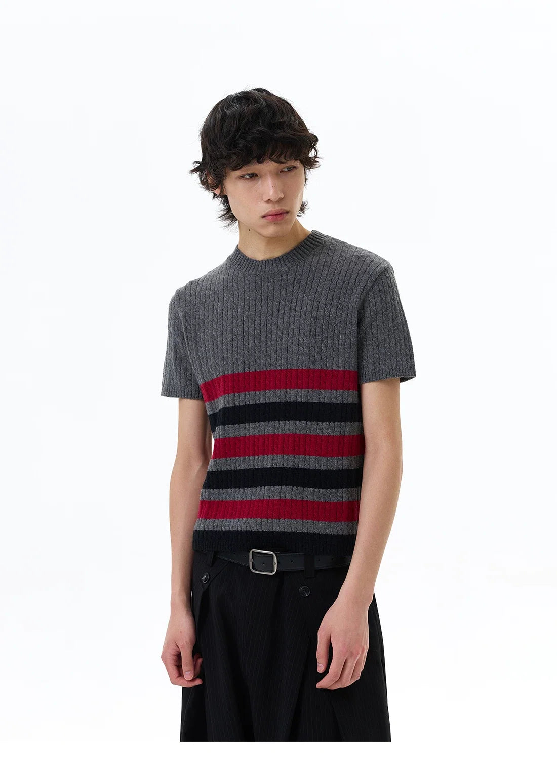 Metro Stripe Ribbed Knit Tee