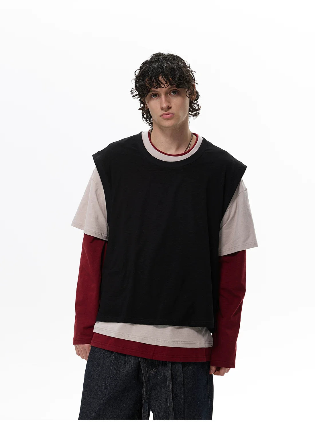 Two-Tone Stack Layer Tee Top
