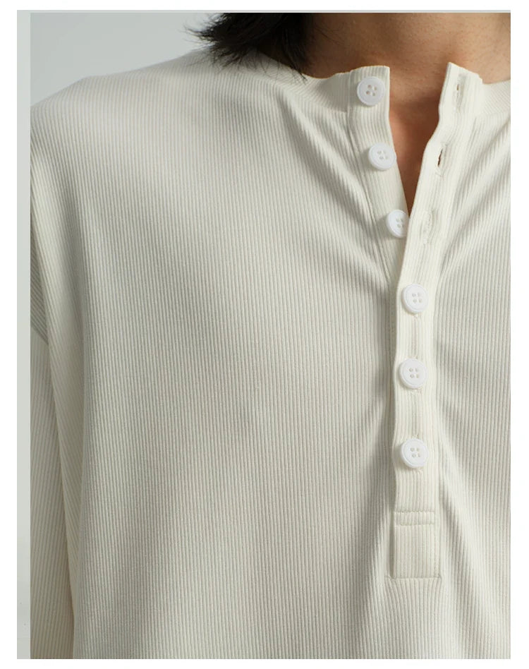Classic Neutral Long-Sleeve Henley Tee