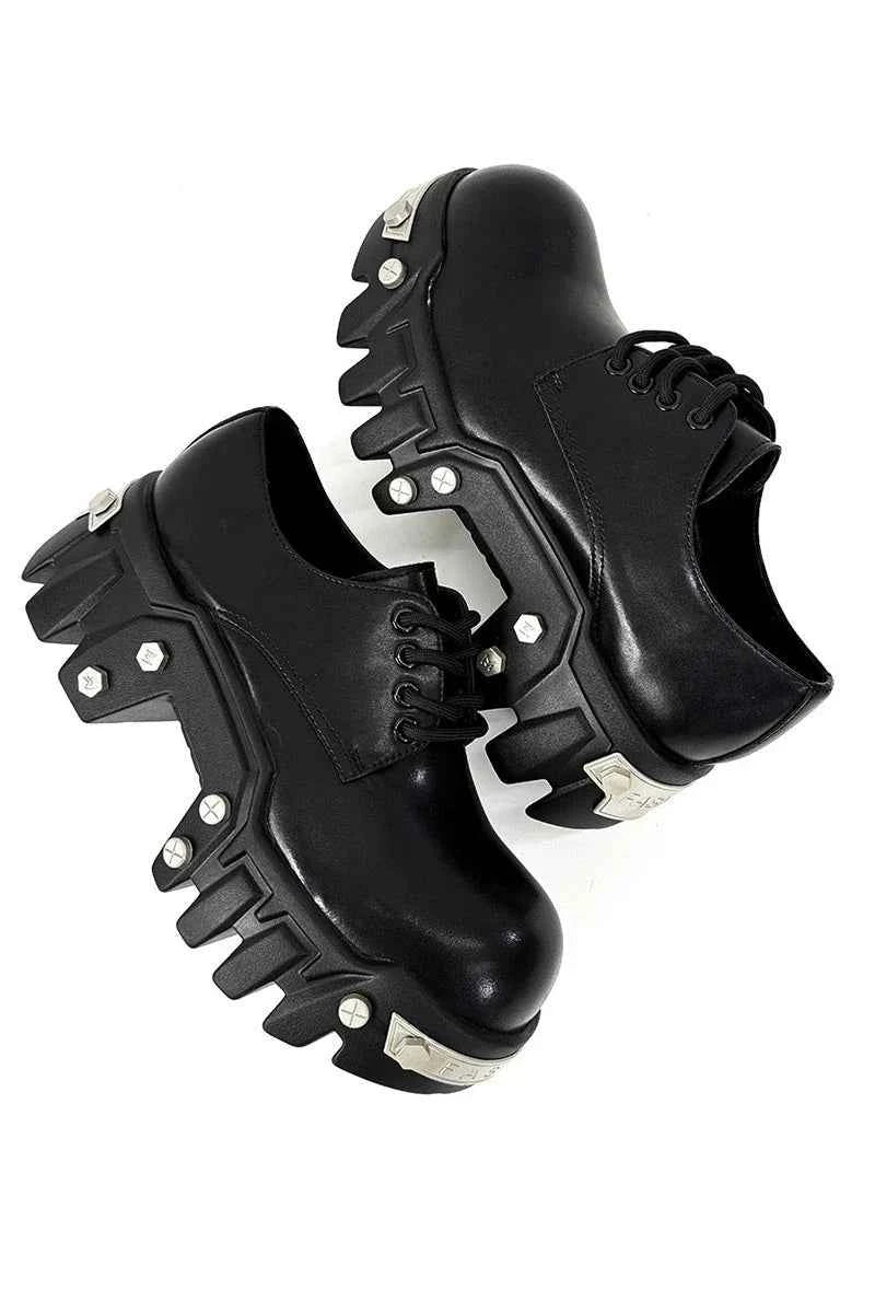Futuristic Black 8cm Platform Oxfords
