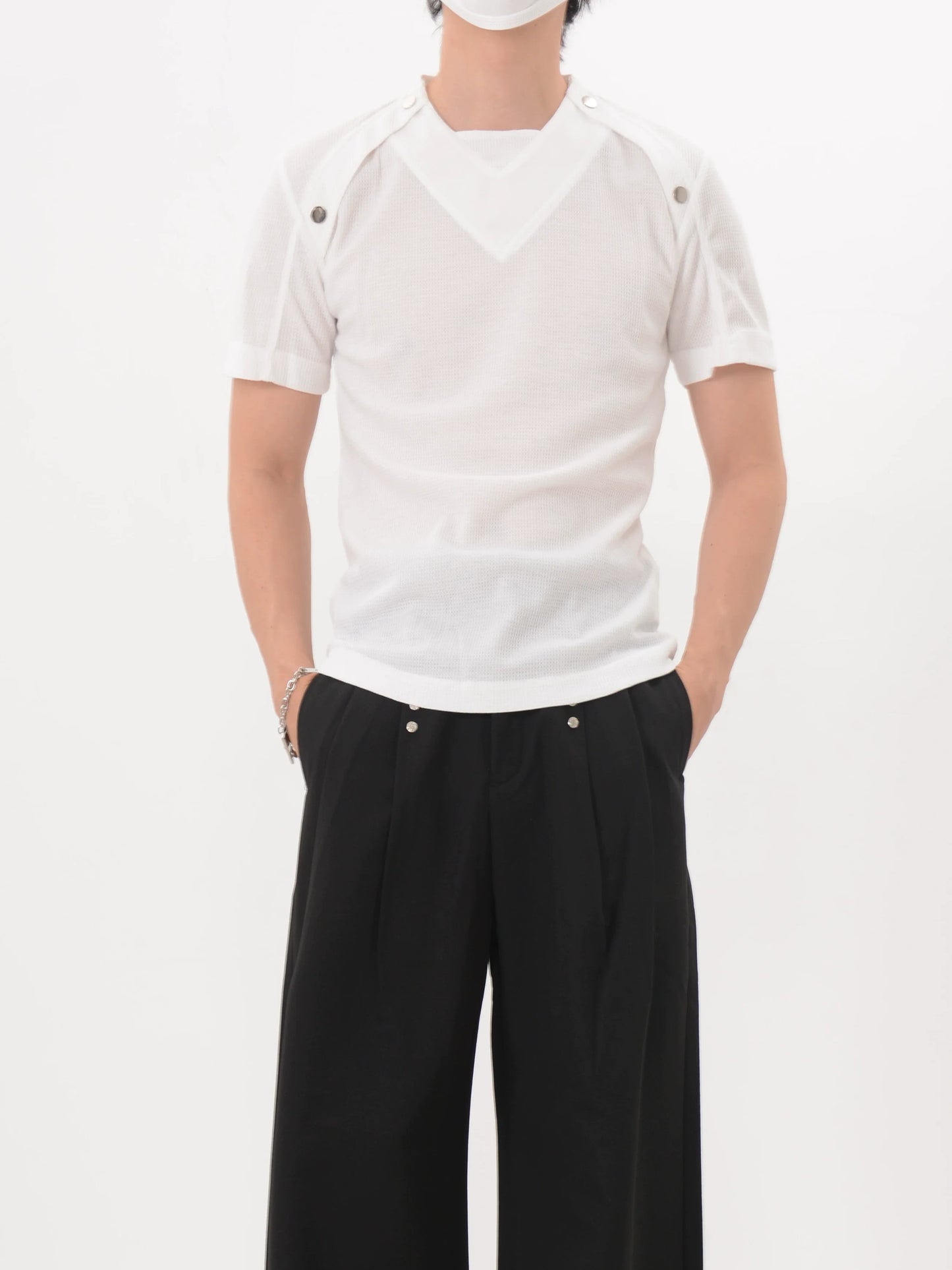 Shoulder Snap Knit Tee