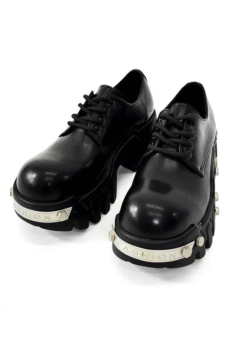 Futuristic Black 8cm Platform Oxfords