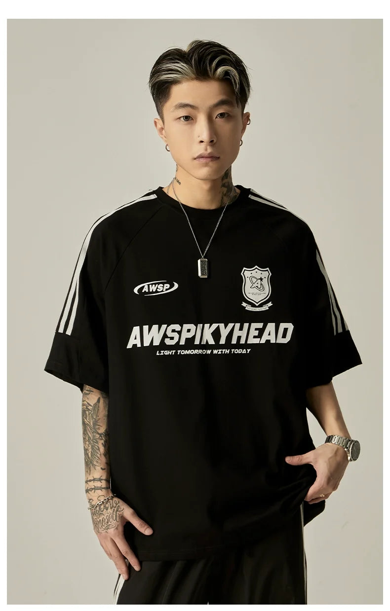 Oversized Grey Athletic Logo T-Shirt