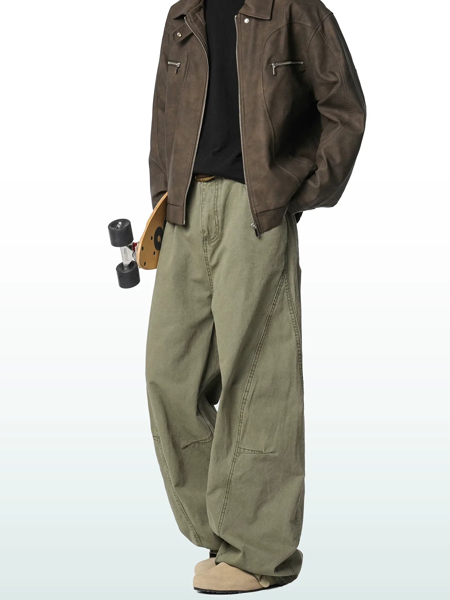 Sage Drift Wide Cargo Trousers