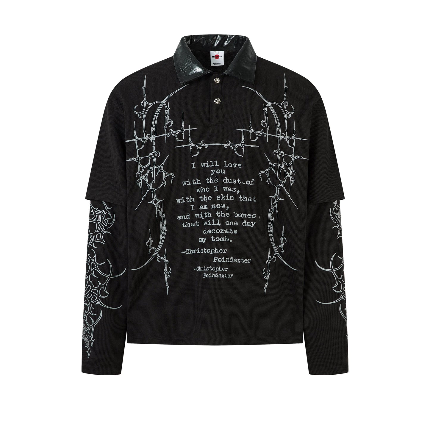 Men's Layered-Look Waffle Long-Sleeve Polo T-Shirt