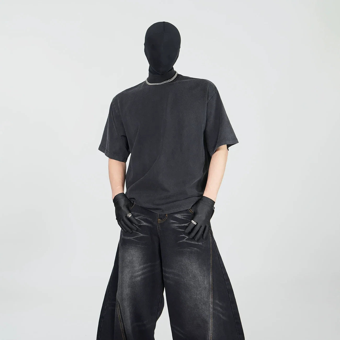 Blank Signal High‑Neck Oversized Tee