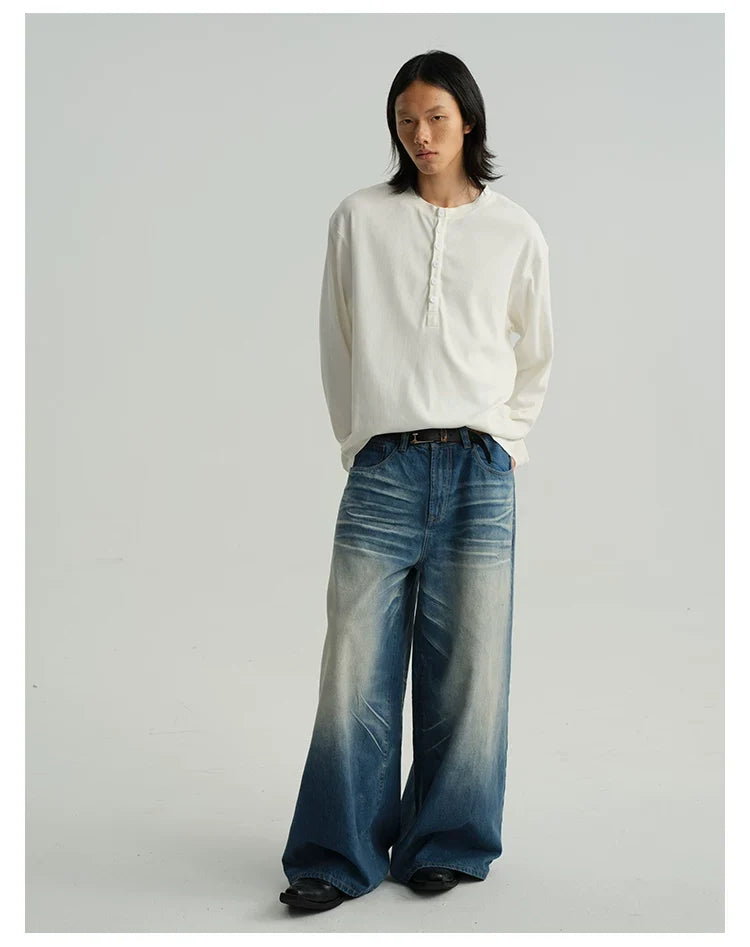 Classic Neutral Long-Sleeve Henley Tee