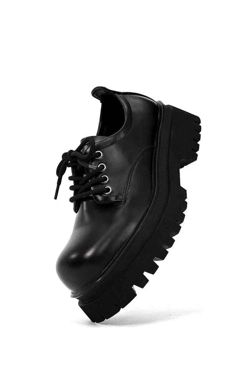 Chunky Black Platform Derby Shoes