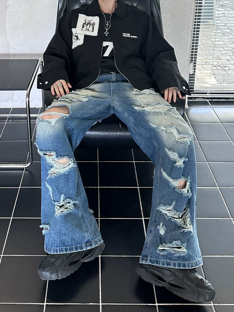 Ruinwave Super-Distressed Wide Cargo Jeans – Bold Street Style