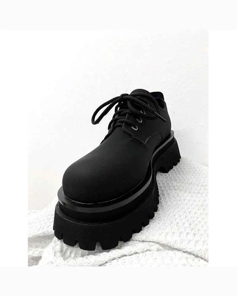 Thick-Soled Chunky Black Platform Derby Shoes