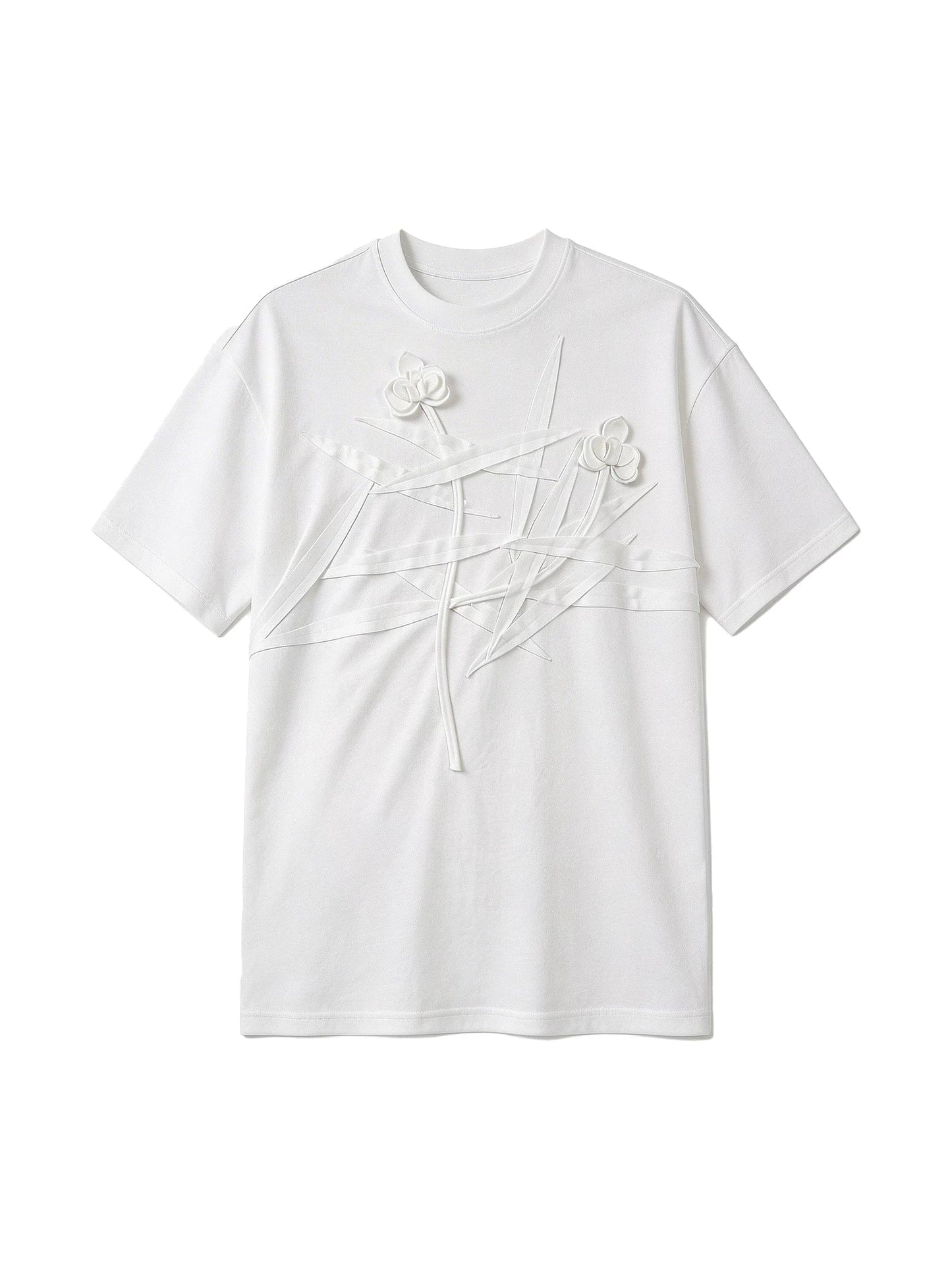 Ivory Crossed Bloom Relief Tee