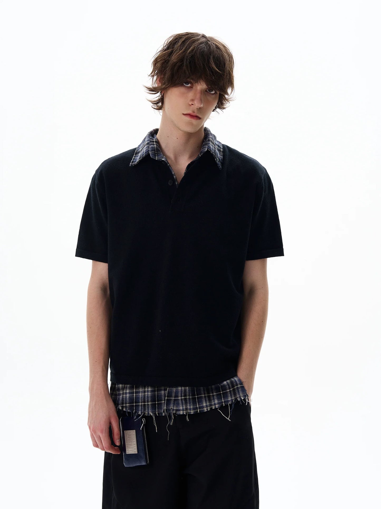 Short Sleeve Henley Shirt with Button Placket