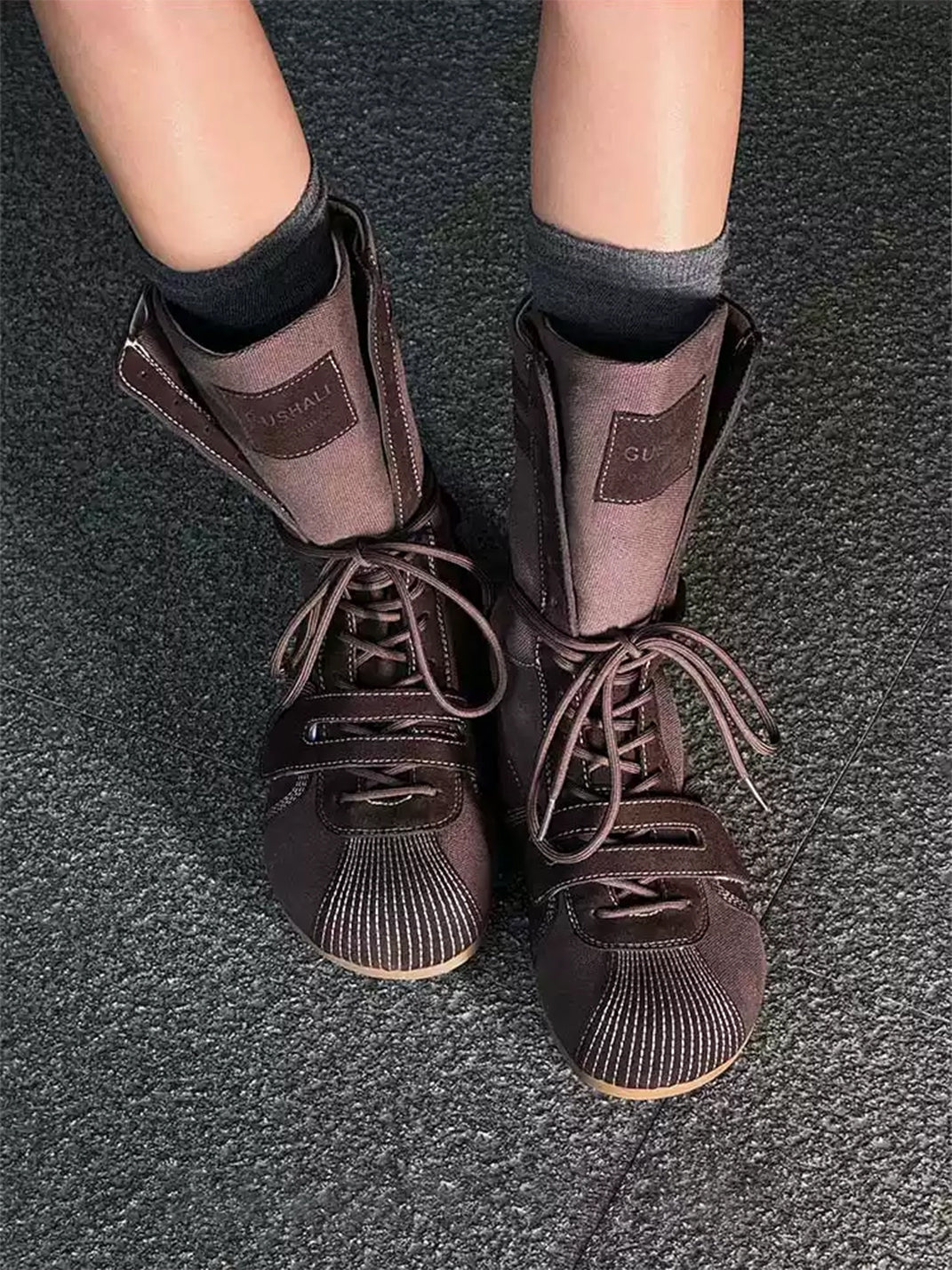 Black Knockout Pro Hybrid Velcro Boxing Trainer Boots - Skipkicks