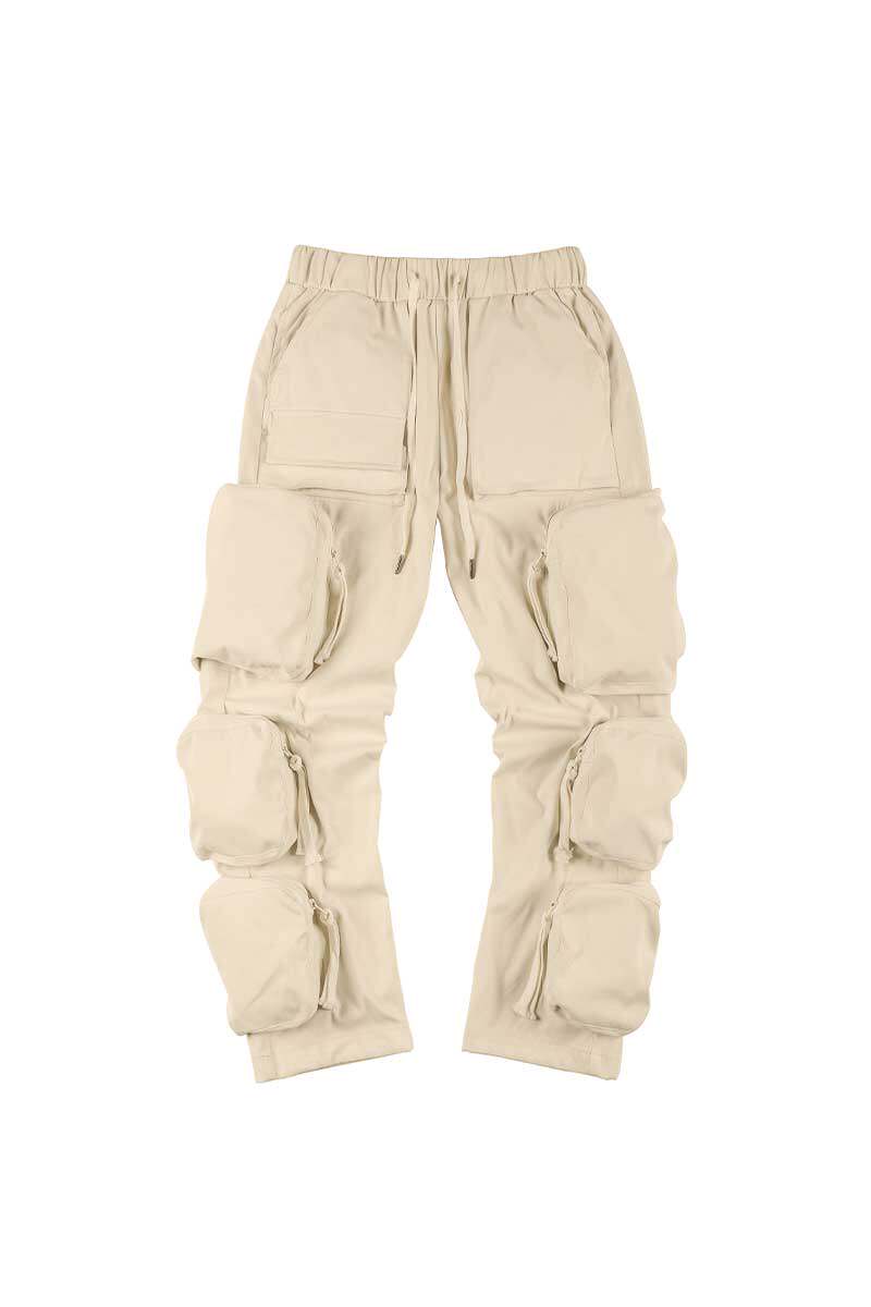 Men's Drawstring Tapered Multi-Pocket Cargo Pants