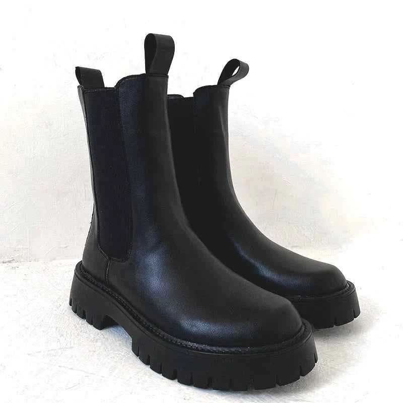 Chunky Sole Black Chelsea Boots