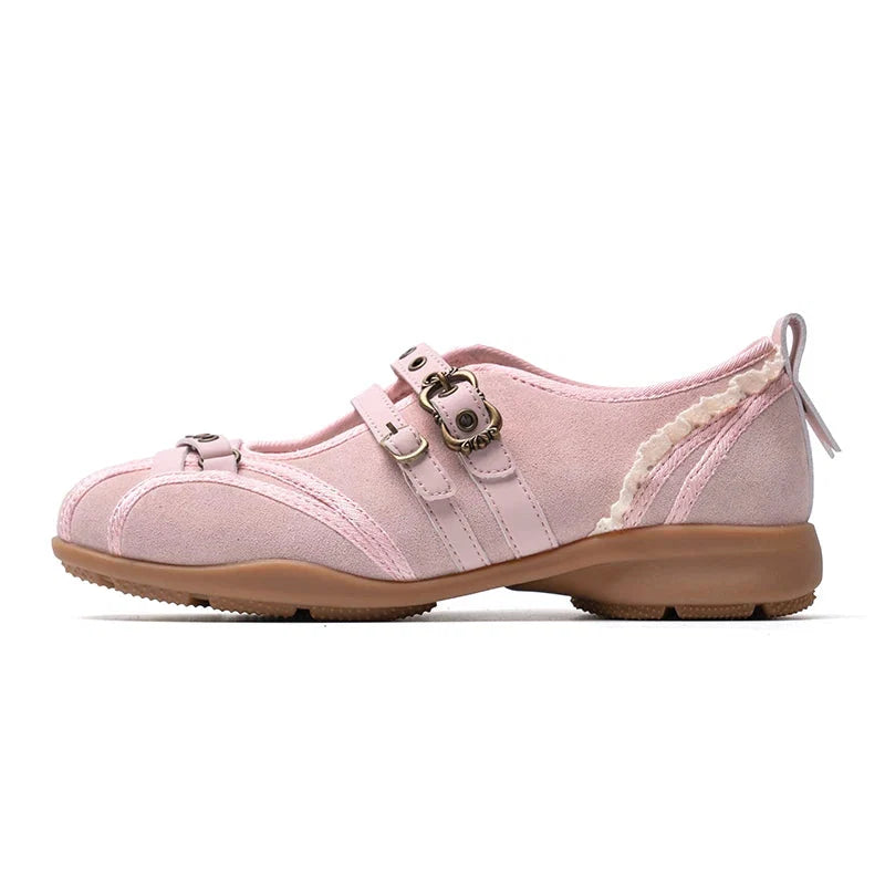 Noir Rivet Harness Flats - Skipkicks