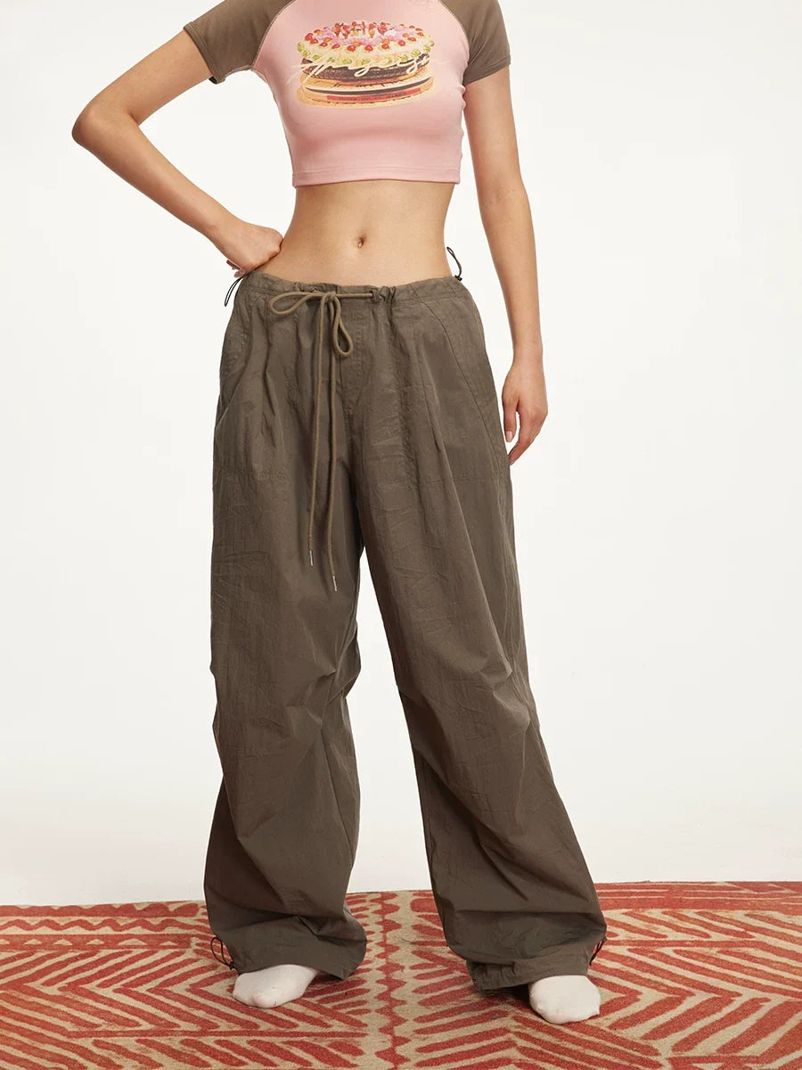 Relaxed Drawstring Parachute Cargo Pants for Effortless Style