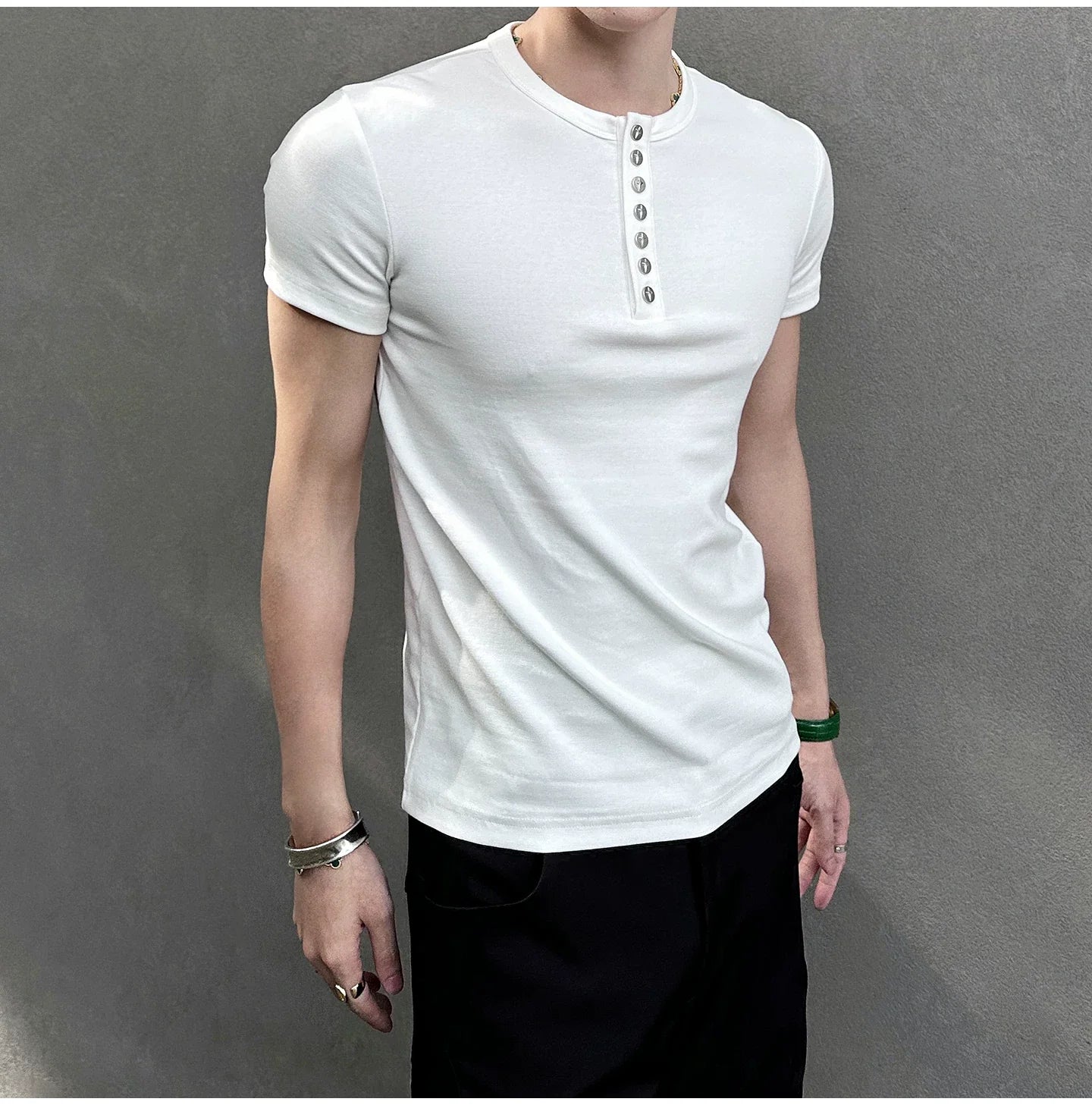 Midnight Gaze Grommet Placket Tee