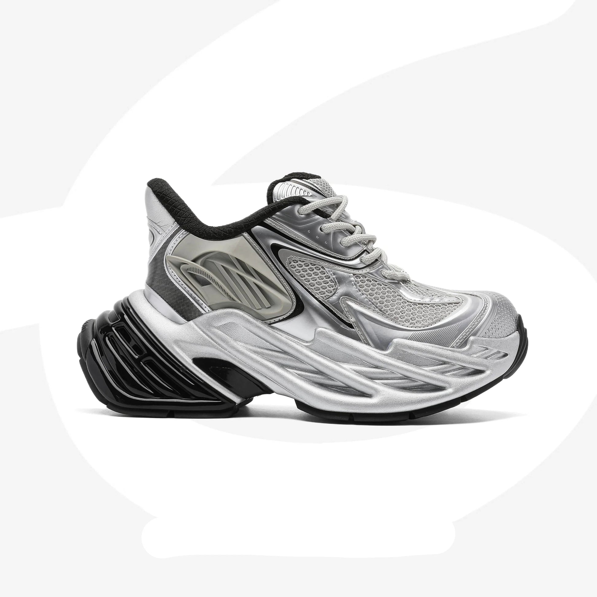 Futuristic Metallic Platform Runner Sneakers - Skipkicks