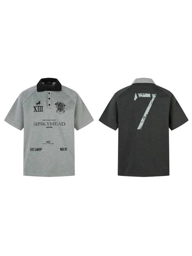 Men's Badge-Print Washed Polo Short-Sleeve Tee