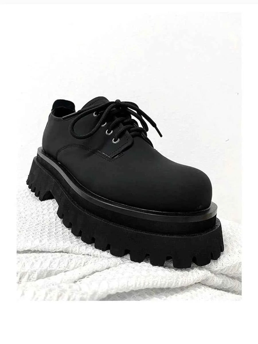 Thick-Soled Chunky Black Platform Derby Shoes