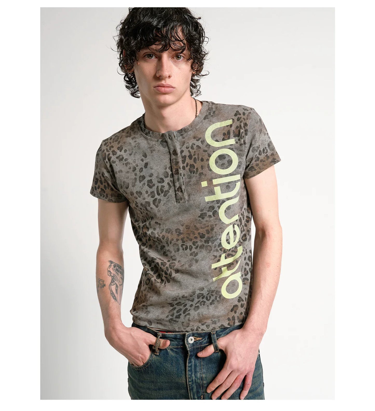 Attention Leopard Henley Tee