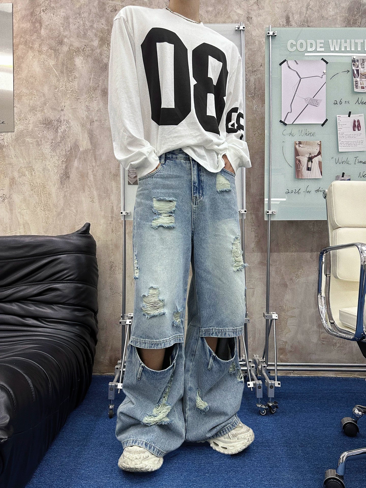 Blowout Knee Cargo Jeans - Abyss Portal Ultra-Baggy Style