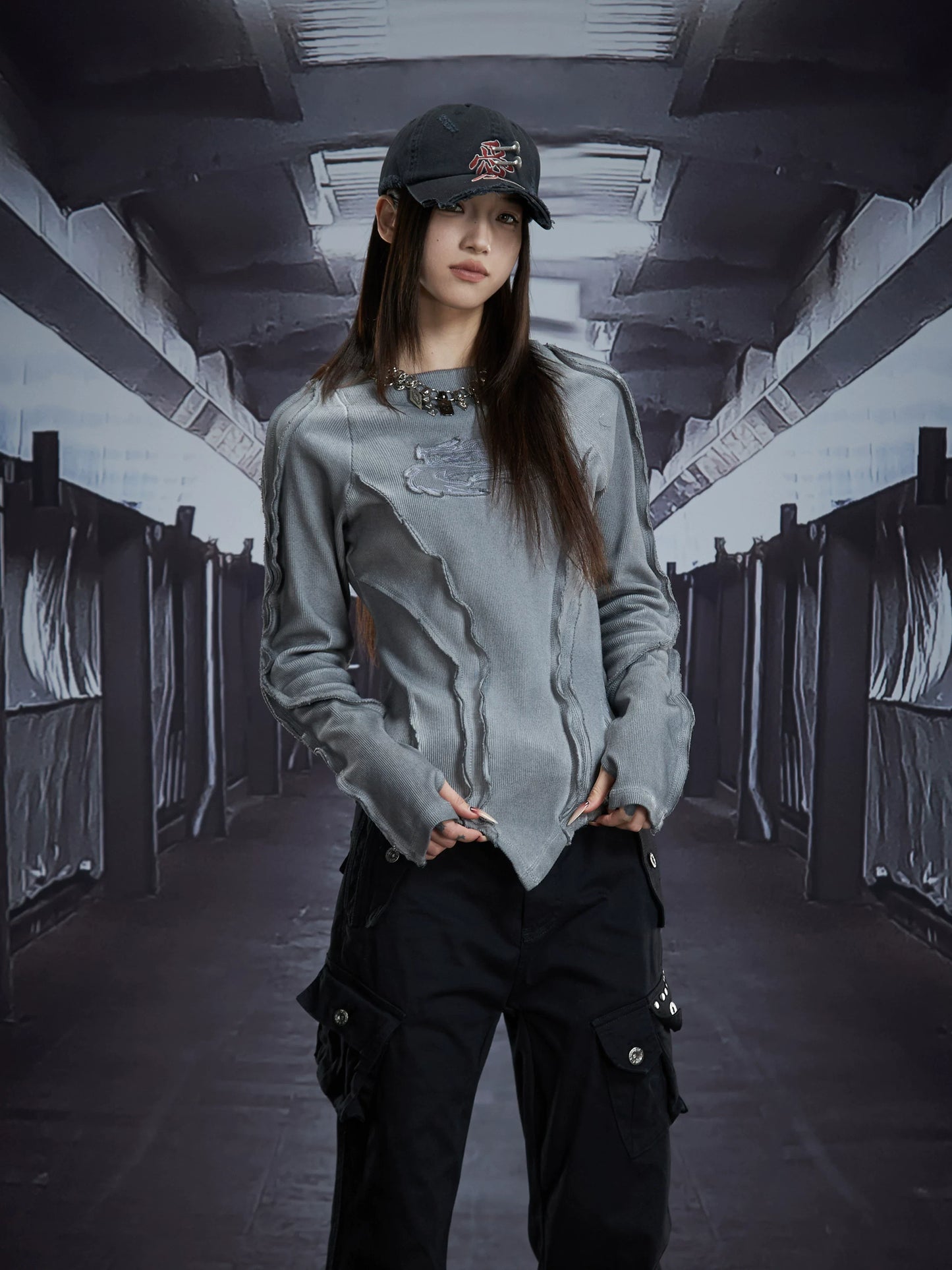 Spectral Spine Ruched Longsleeve Top