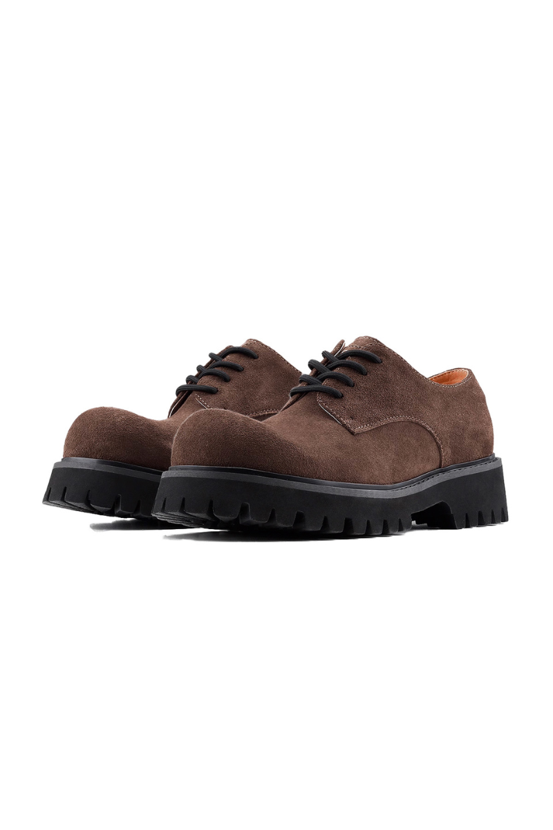 Brown Suede Platform Derby Shoes - Skipkicks