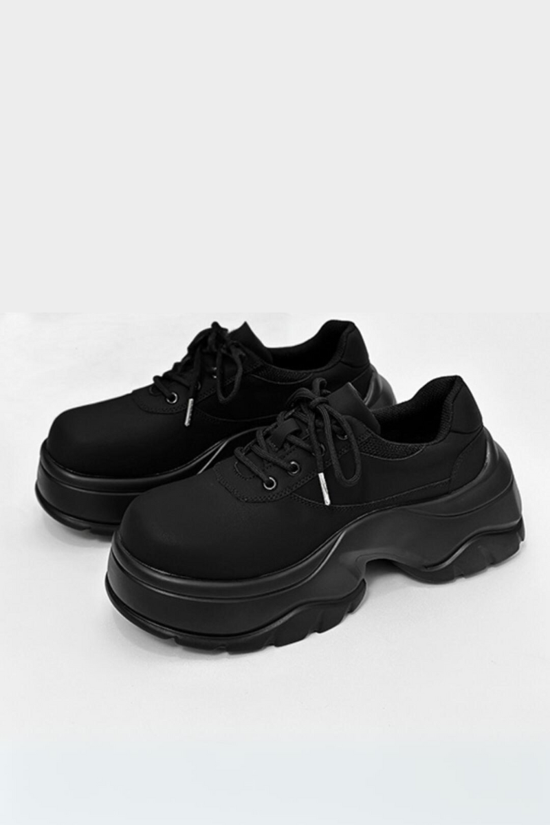Black Chunky Platform Derby Sneakers - Skipkicks