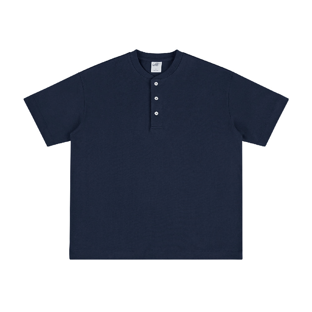 320G Heavyweight Cotton Henley Oversized Tee