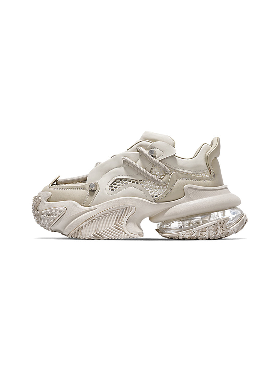 Beige Vortex Mesh Platform Sneakers - Skipkicks