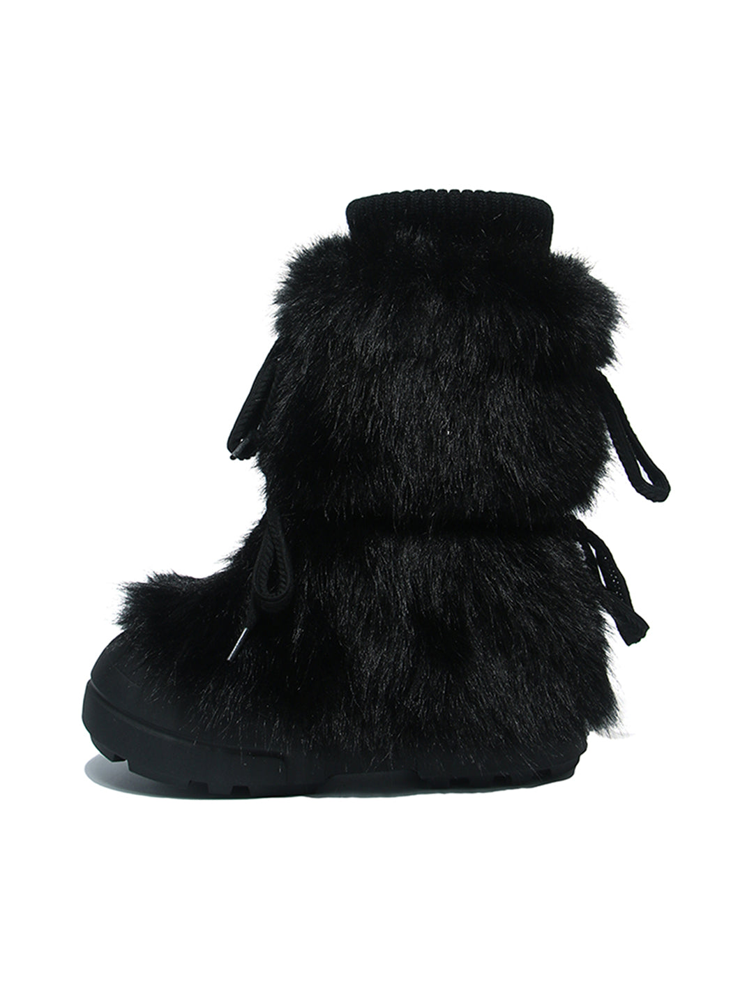 Black Fur-Lined Mid-Top Platform Ankle Boots - Skipkicks
