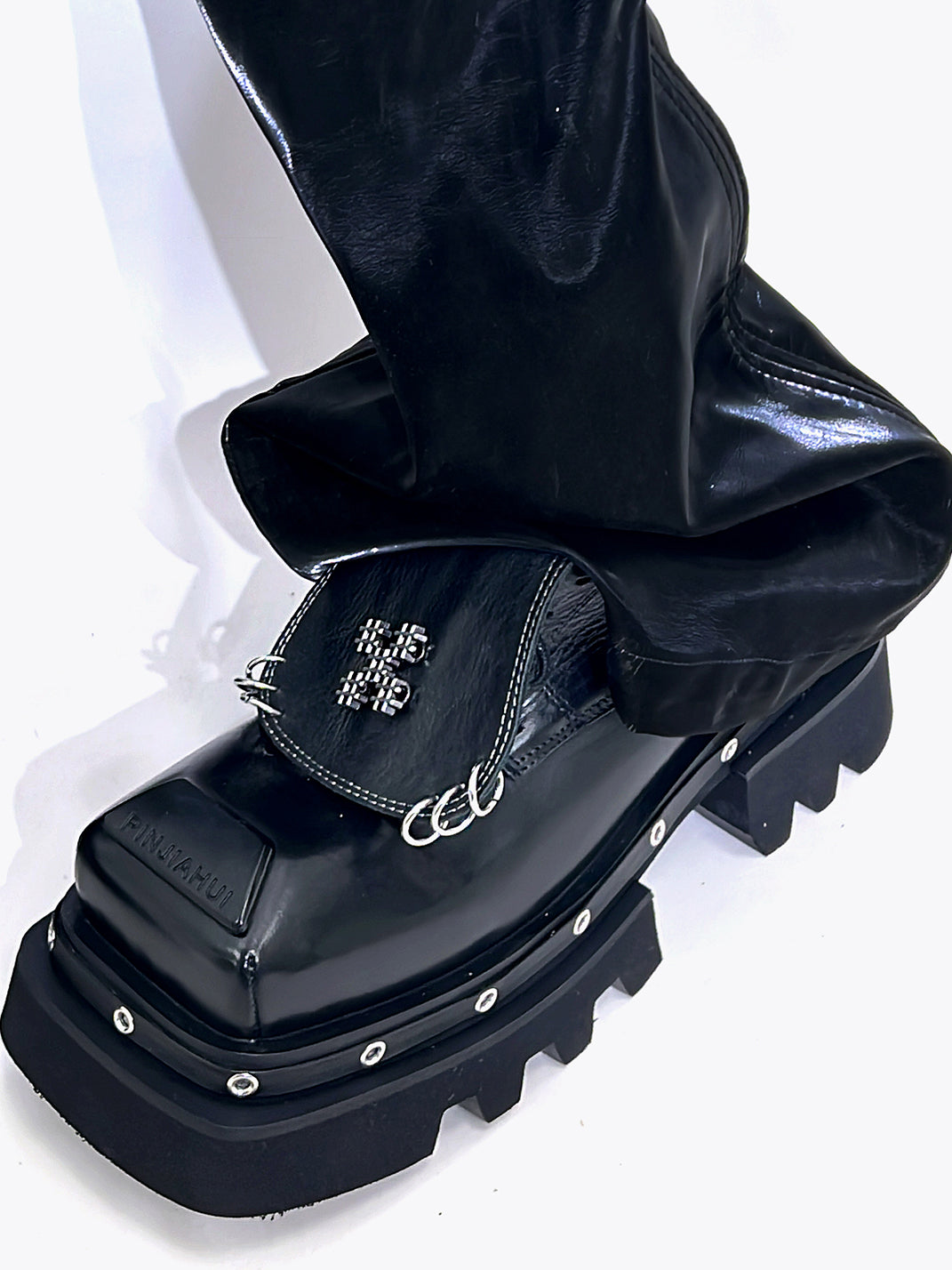 Black Vintage Platform Leather Derby Shoes - Skipkicks