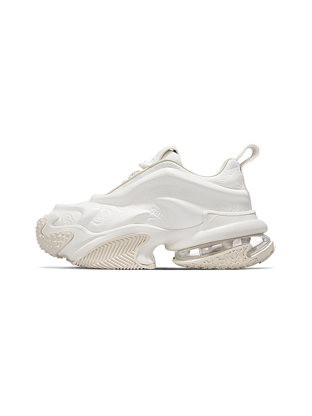 White Vortex Embossed Platform Sneakers - Skipkicks