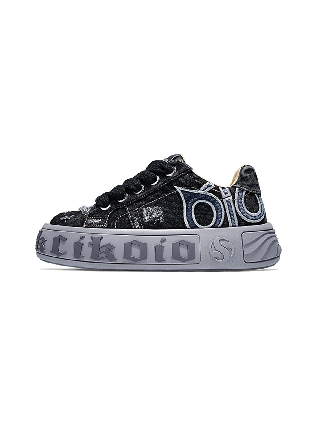 Ripped Denim OWL Skate Sneakers - Skipkicks
