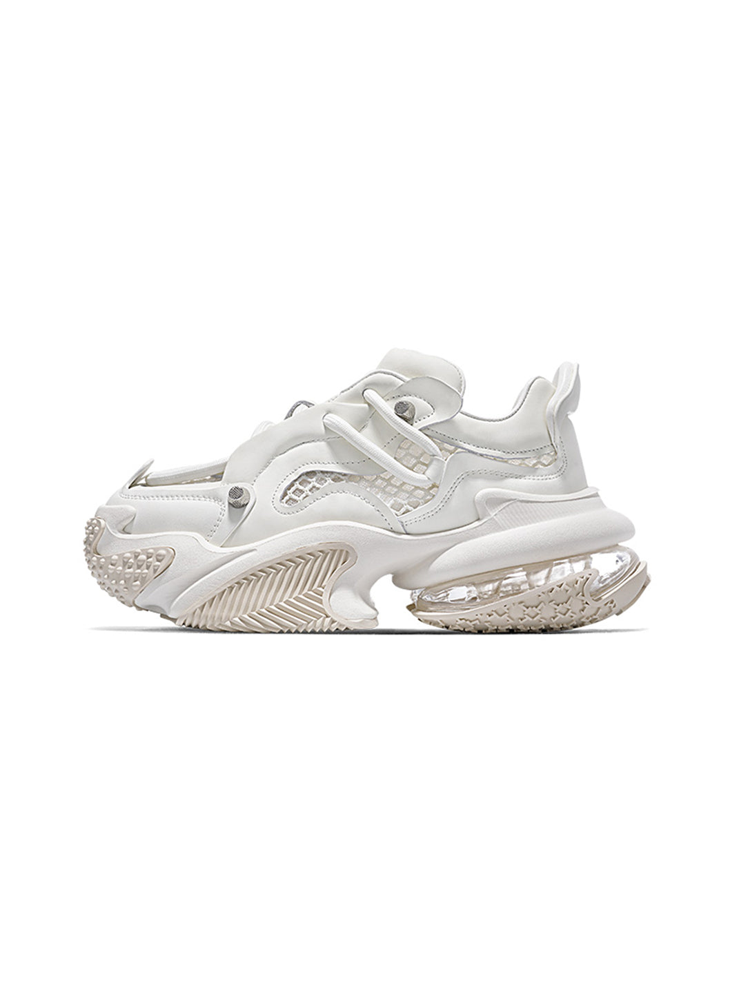 Beige Vortex Mesh Platform Sneakers - Skipkicks