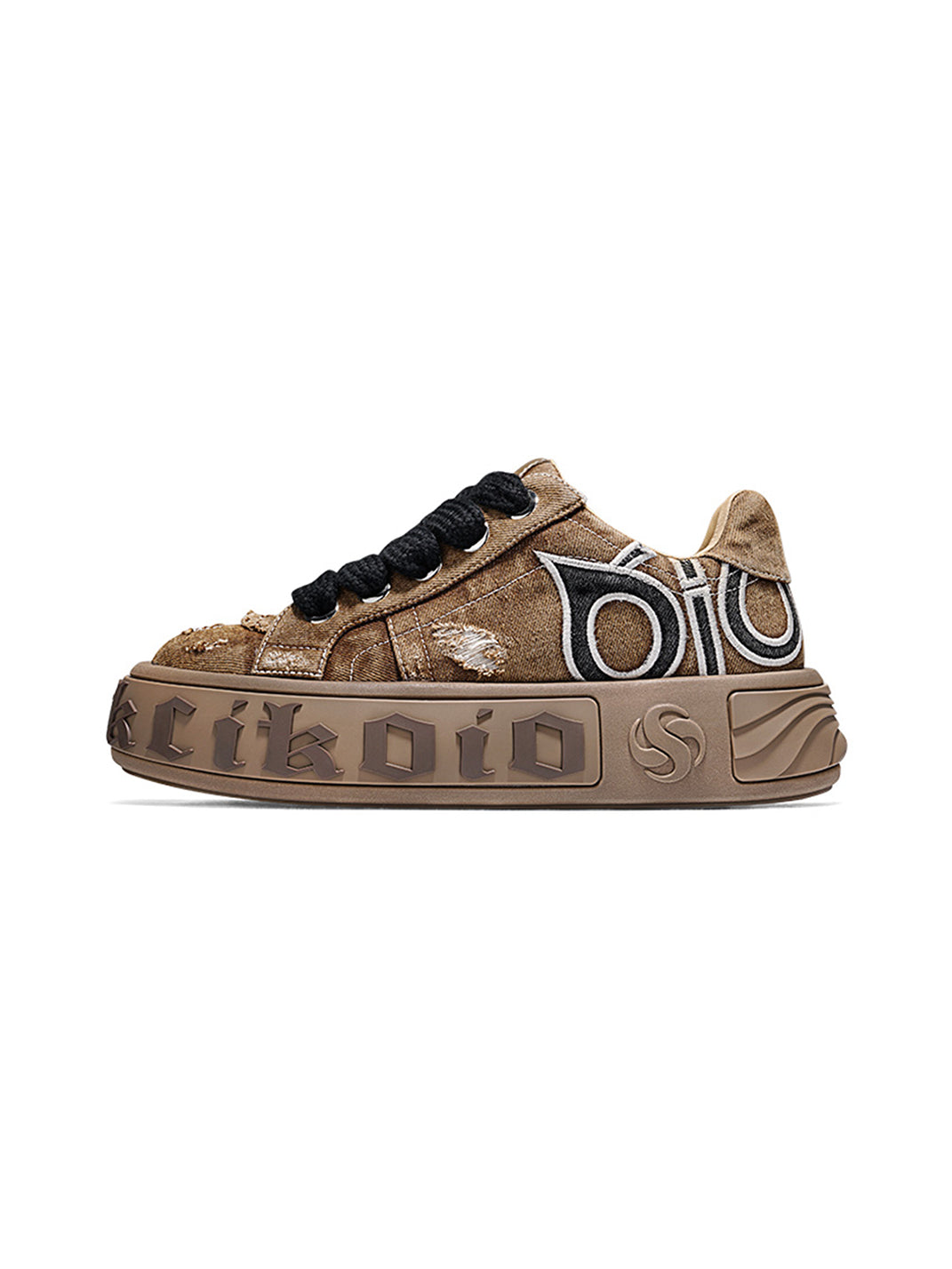 Ripped Denim OWL Skate Sneakers - Skipkicks