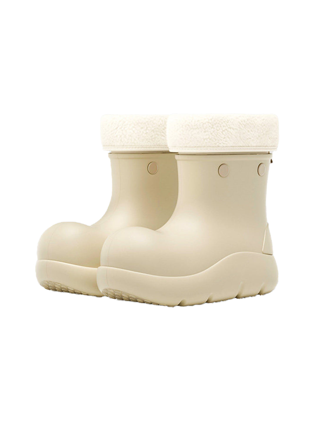 Beige Fur-Lined Winter Platform Boots