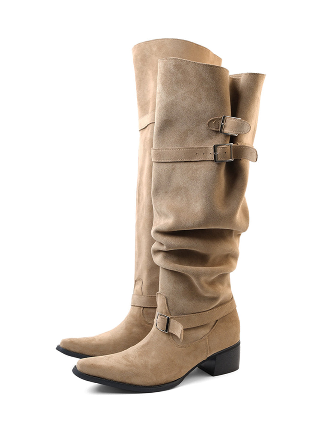 Retro Pleated Slouch Riding Boots