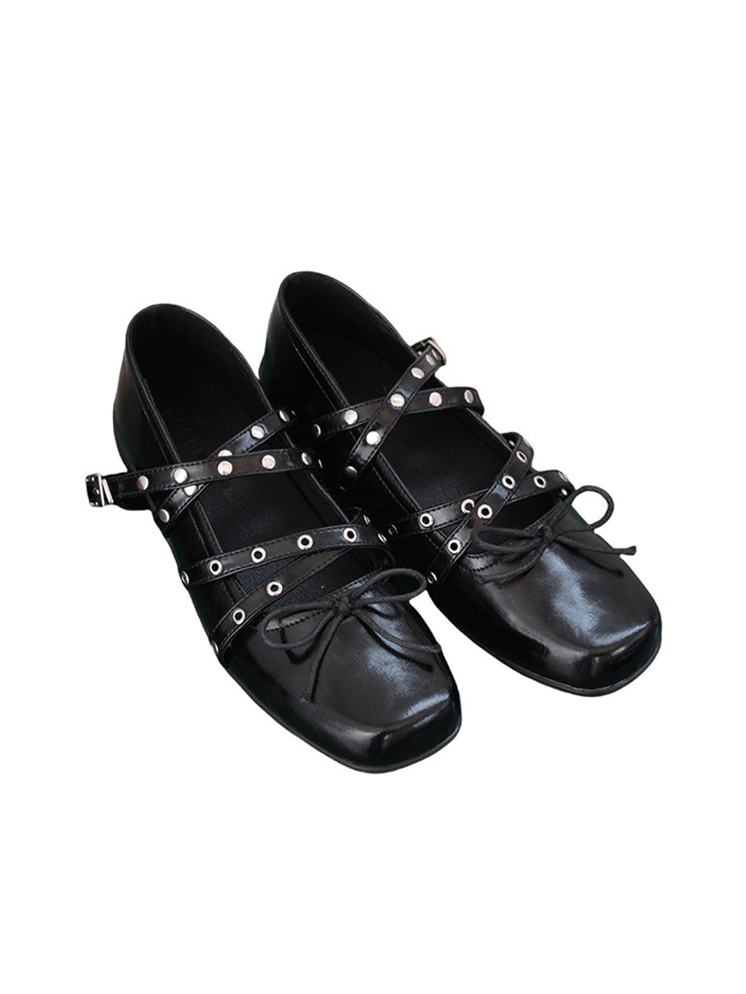 Black Bow-Knot Studded Ballet Flats - Skipkicks