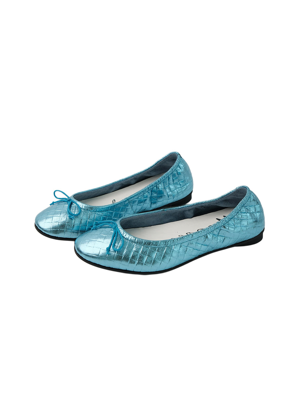 Blue Bow Detail Quilted Ballet Flats - Skipkicks