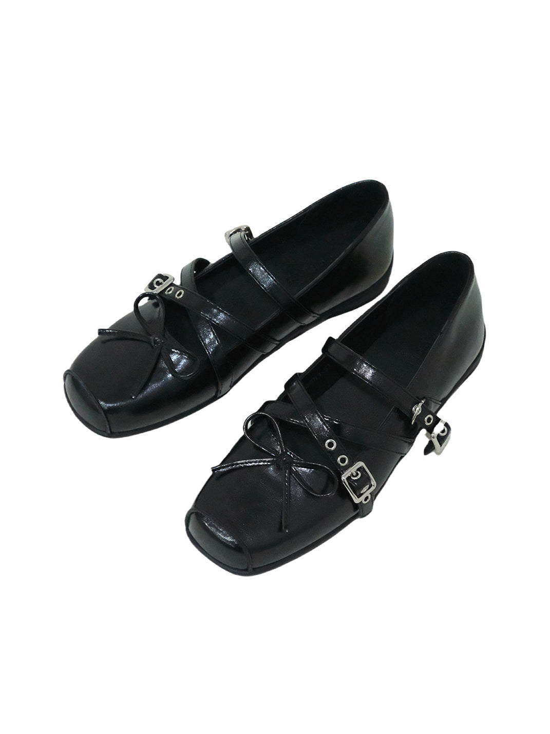 Black Bow-Knot Studded Flats - Skipkicks