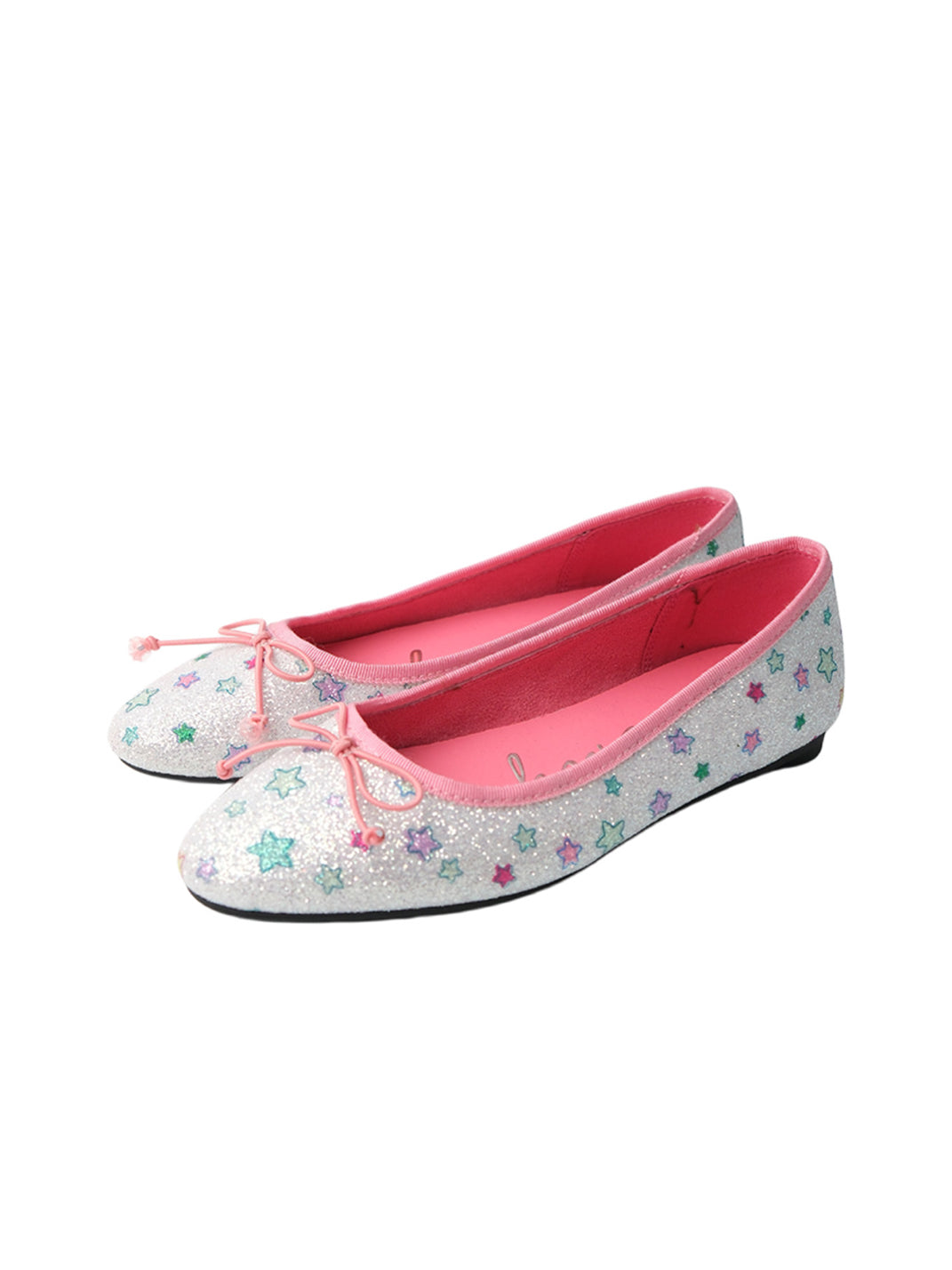 Blue Glitter Star Print Bow Ballet Flats - Skipkicks